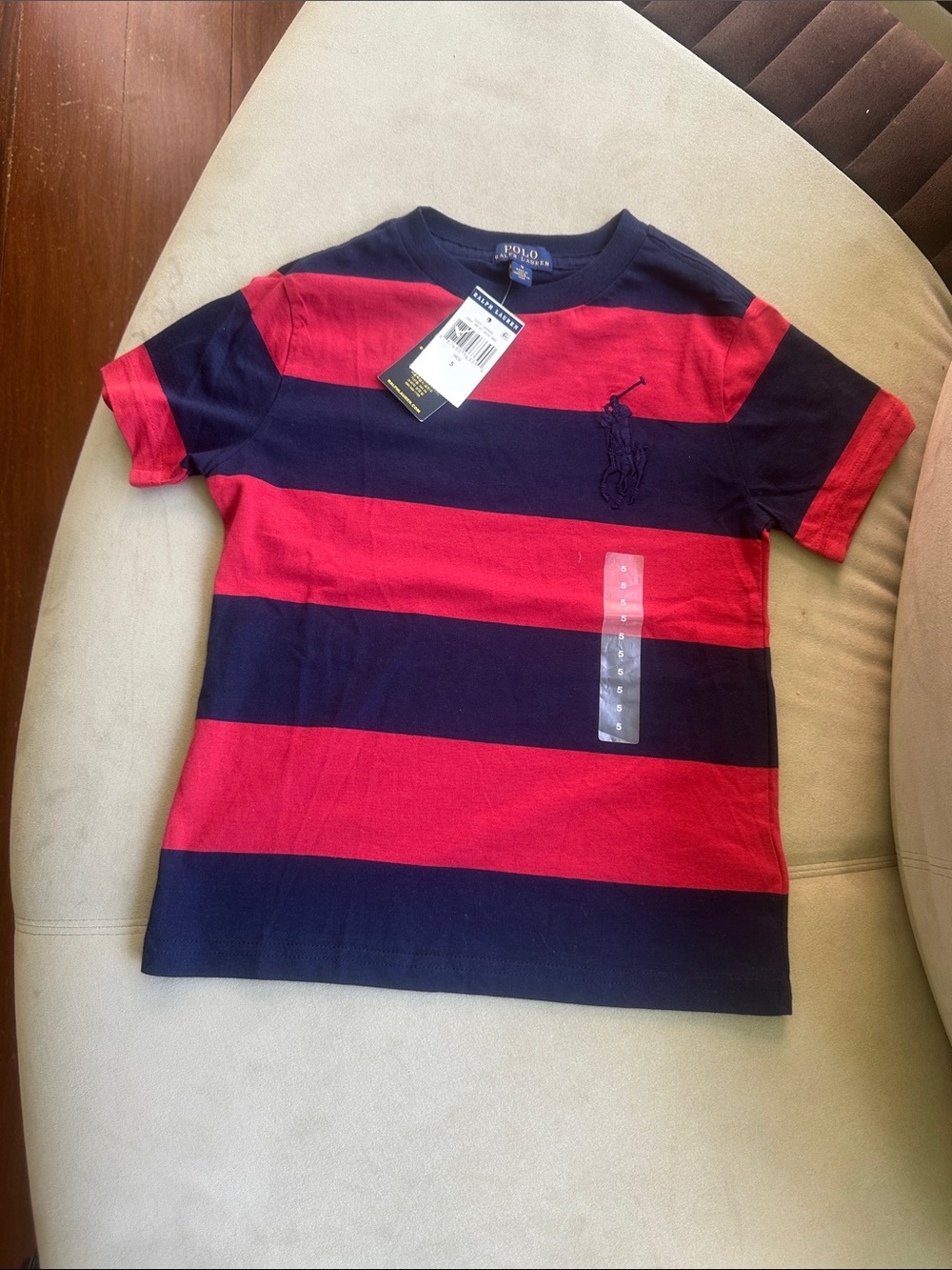 Polo by Ralph Lauren Kids Red & Navy Wide Stripe Cotton Tee
